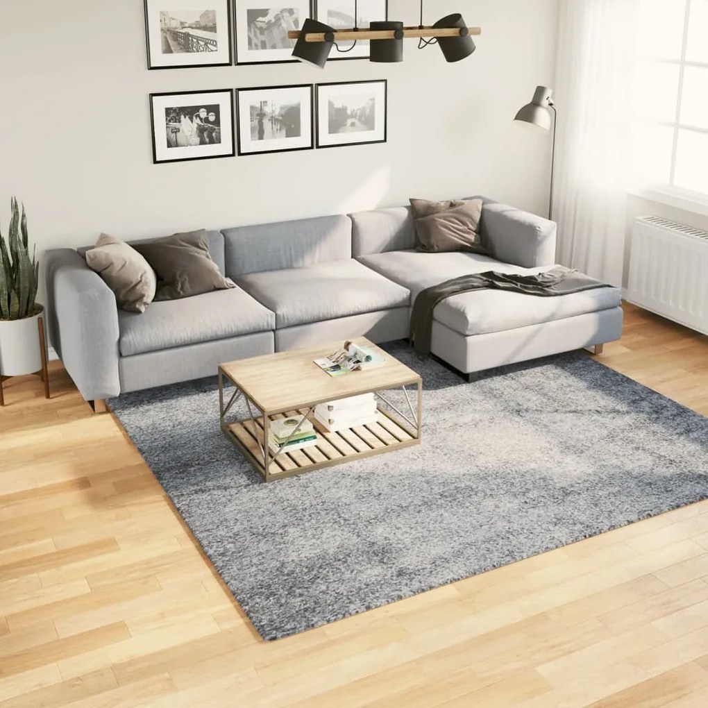 Tappeto Shaggy Pamplona A Pelo Lungo Moderno Blu 240x240 Cm /