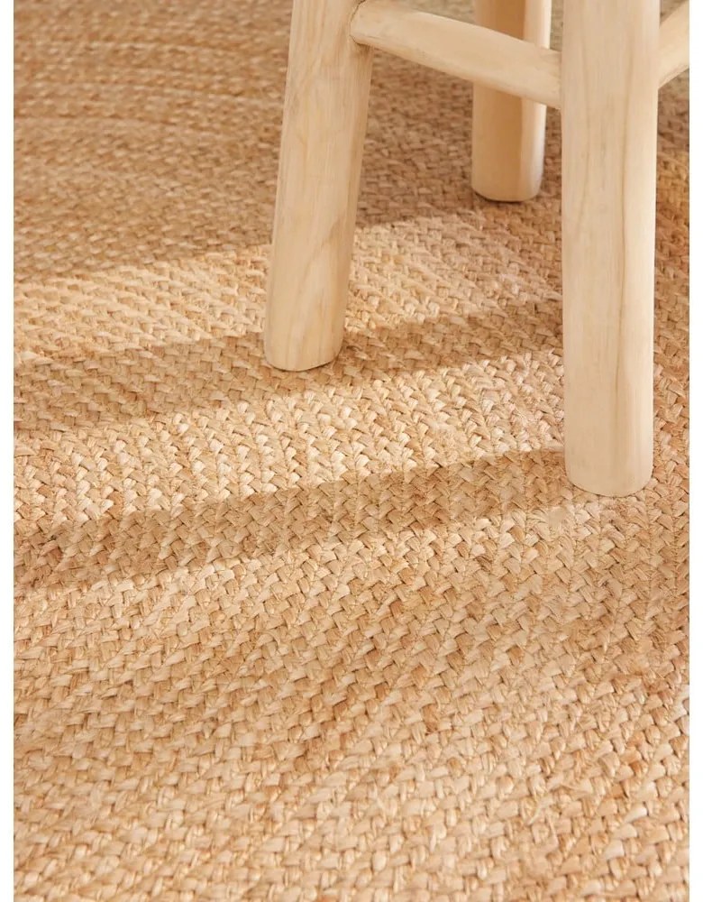 Tappeto rotondo di colore naturale in iuta reversibile e tessuto a mano ø 160 cm Jutta Gold – Hanse Home