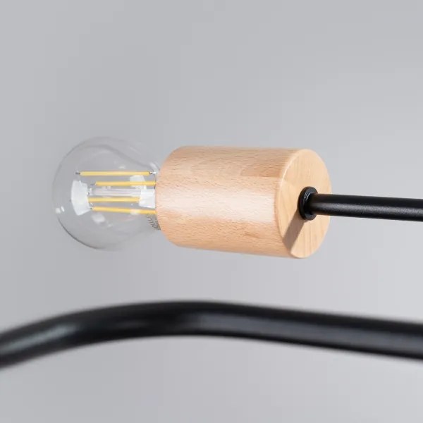 Sollux SL.1669 - Lampadario a plafone TIMBO 4xE27/15W/230V nero/beige/faggio