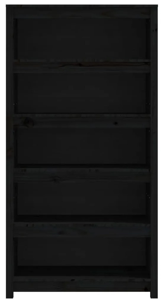 Libreria Nera 80x35x154 cm in Legno Massello di Pino