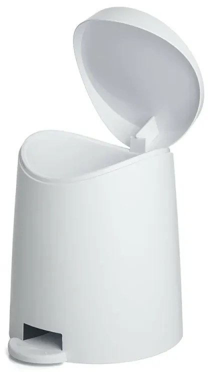Pattumiera da bagno con pedale 3lt bianca opaca in plastica