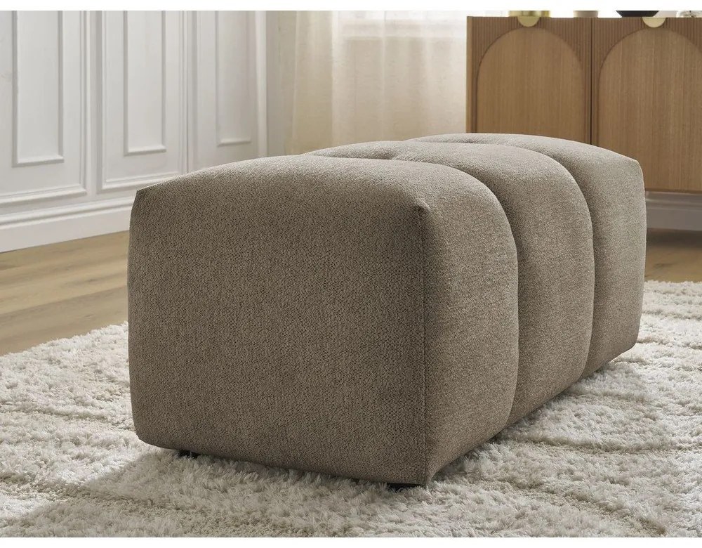 Poggiapiedi beige con rivestimento in ciniglia Roxelane – Bobochic Paris