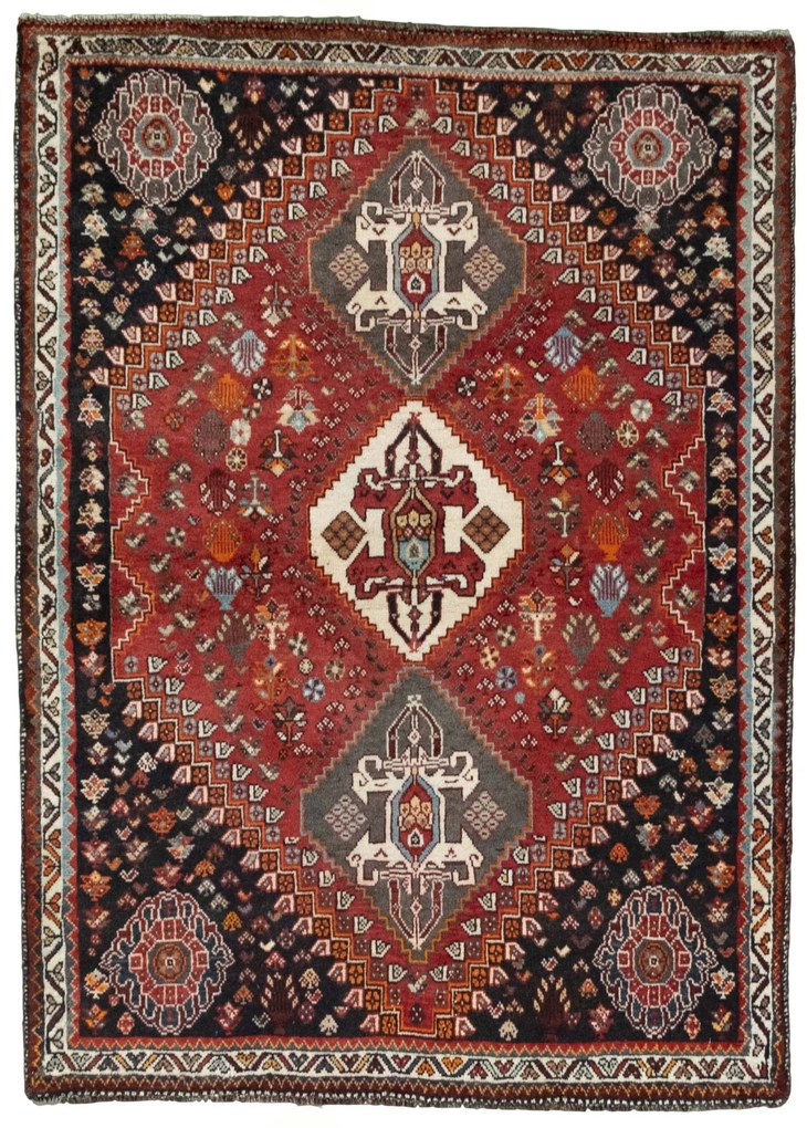 Shiraz Tappeto persiano 160 x 120 Rosso (Iran) Annodato A Mano
