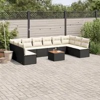 Set Divani da Giardino 11 pz con Cuscini in Polyrattan Nero 3223795