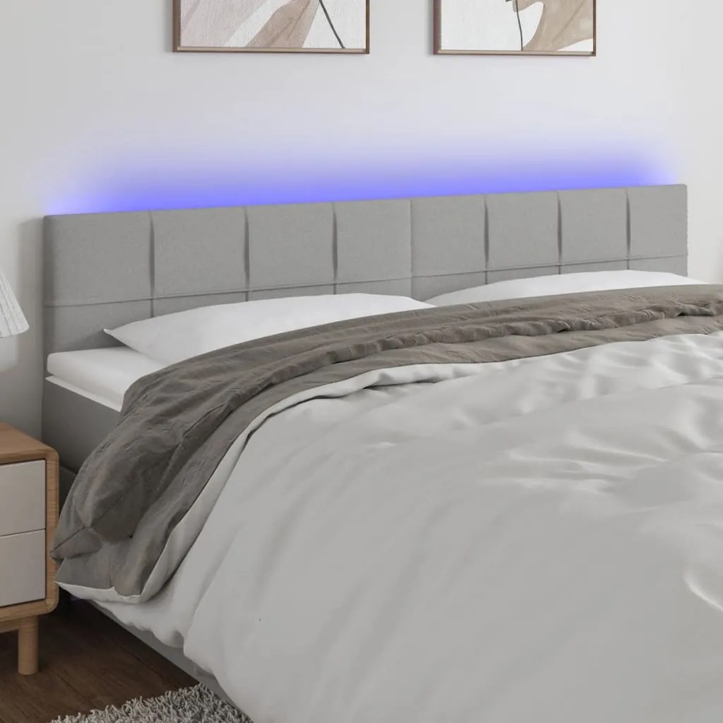 Testiera A Led Grigio Chiaro 160x5x78/88 Cm İn Tessuto /