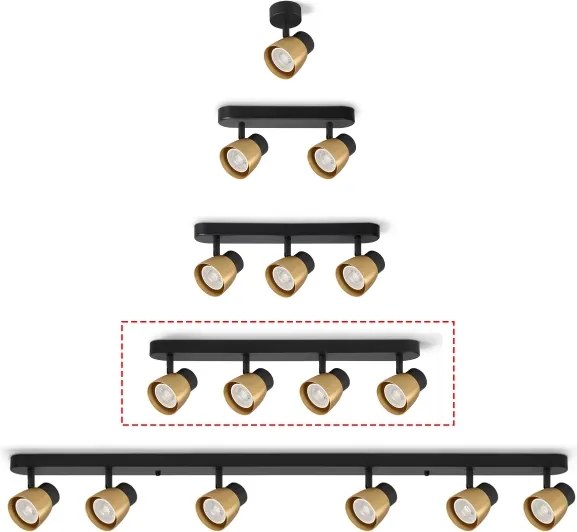 Brilagi - Faretto a LED RGBW dimmerabile NUGGET 4xGU10/4,8W/230V nero/oro