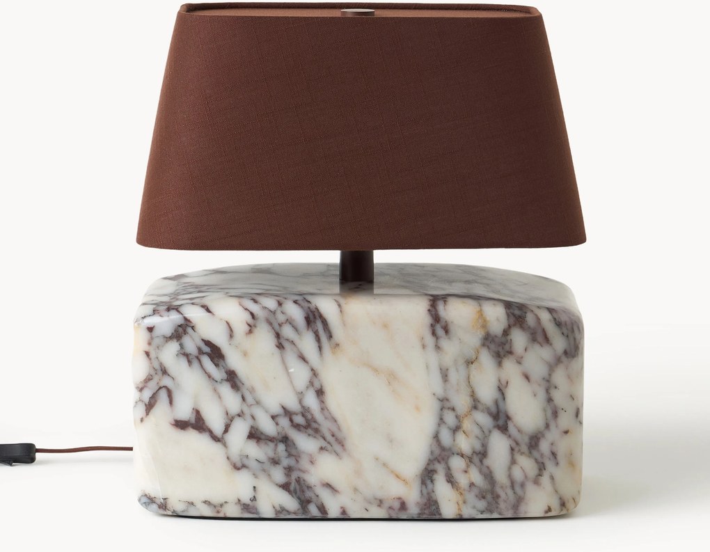 Lampada da tavolo con base in marmo Calacatta Viola Maleo