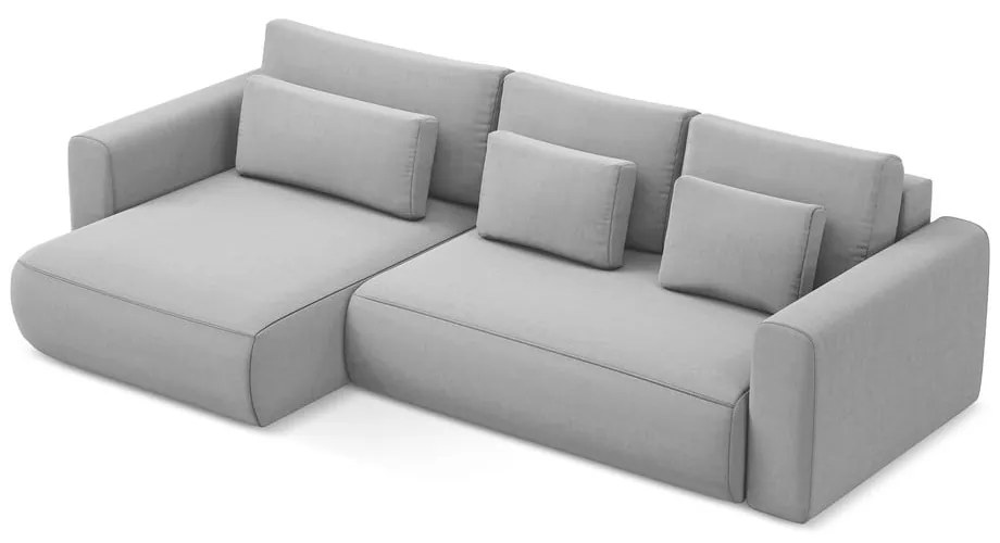 Divano angolare grigio chiaro allungabile/con contenitore (con penisola a sinistra/con chaise lounge) con rivestimento in velluto Kapua – Makamii