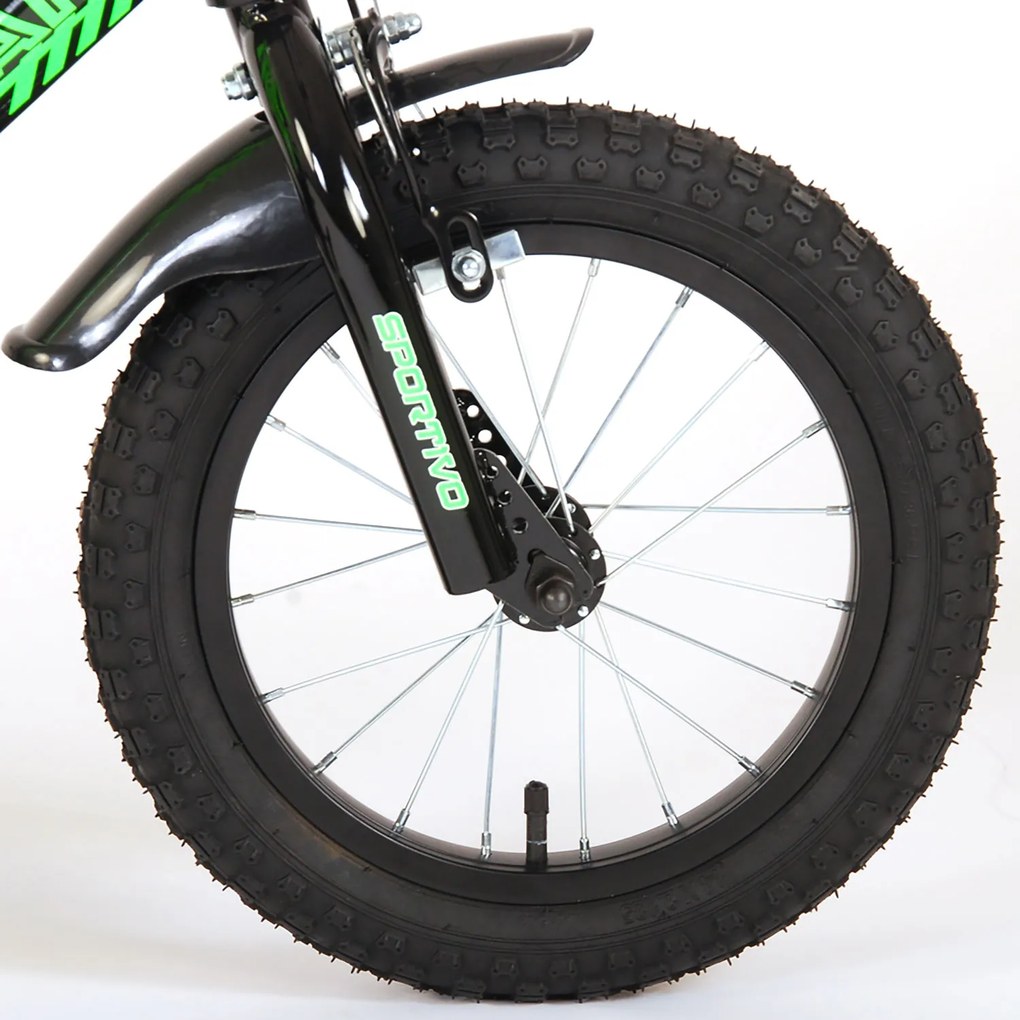 Bicicletta per Bambini 14" Stabilizzatori e Freni Caliper Verde...