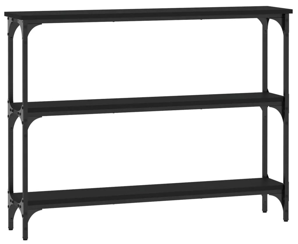 Tavolino consolle nero 100x22,5x75 cm in legno multistrato