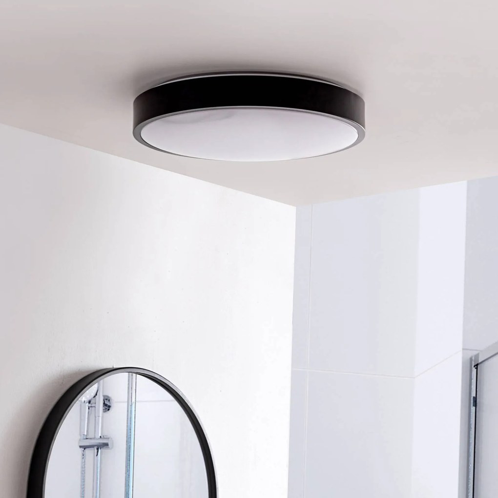 Plafoniera a LED Medon Lindby, Nero, Bagno, Metallo, Moderno, Plafoniera LED