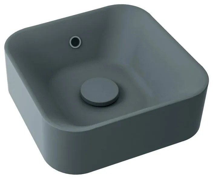 Lavabo da appoggio quadrato in pietra L 38 x H 13.2 x P 38 cm grigio antracite opaco