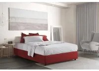 Letto matrimoniale Azzurra, Letto contenitore con rivestimento in tessuto, Made in Italy, Apertura frontale, adatto per materasso cm 140x190, Rosso