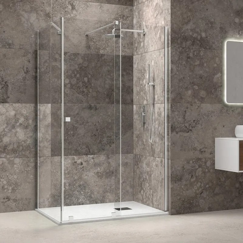 Kamalu - Box doccia 90x120 senza telaio scorrrevole 120 fisso 90 cm | KNM4000W-C