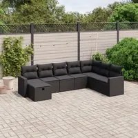 Set Divani da Giardino con Cuscini 8 pz Nero in Polyrattancod mxl 89694