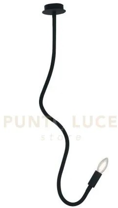 Plafoniera lover nera 1 luce attacco e14 10x10x100cm in metallo e s...