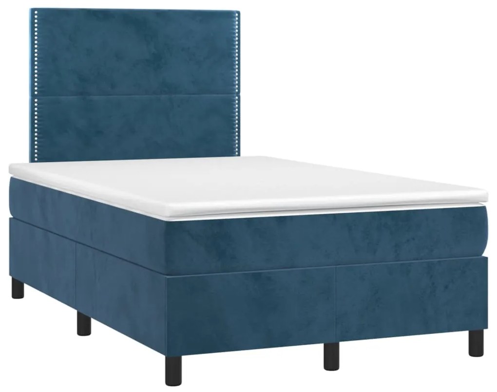 Giroletto a molle con materasso blu scuro 120x190 cm in velluto