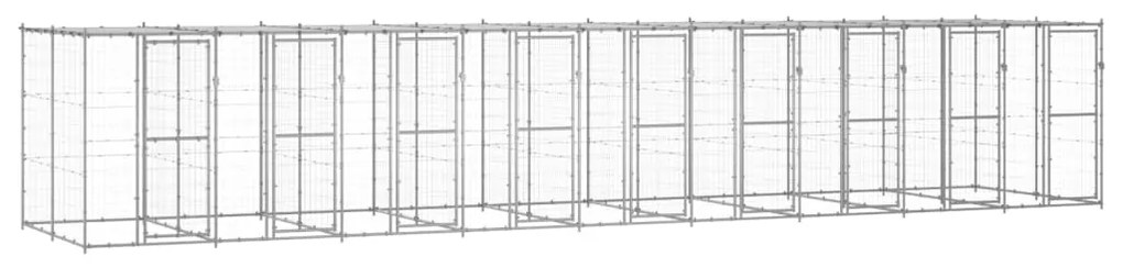 Gabbia Per Cani Da Esterno İn Acciaio Zincato Con Tetto 21,78m² /