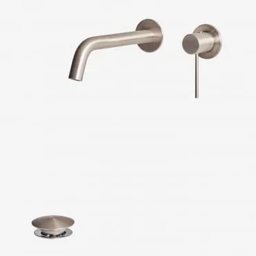 Set Rubinetto Lavabo Da Incasso Orveta In Ottone E Valvola Di Scarico Lavabo Click-clack In Acciaio Inox E Ottone Grigio Cromato & Valvola Con - Sklum