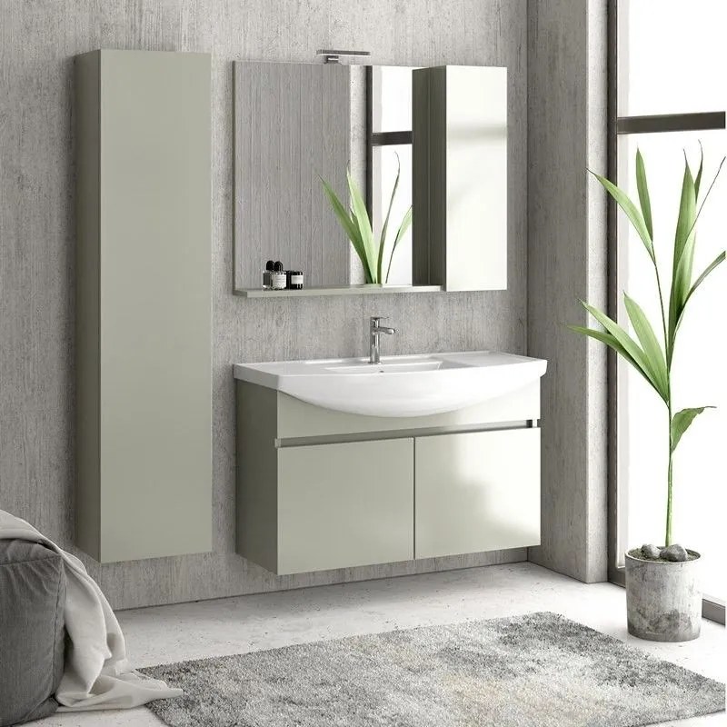 Kamalu - mobile bagno 100cm sospeso con 2 ante bn-100a