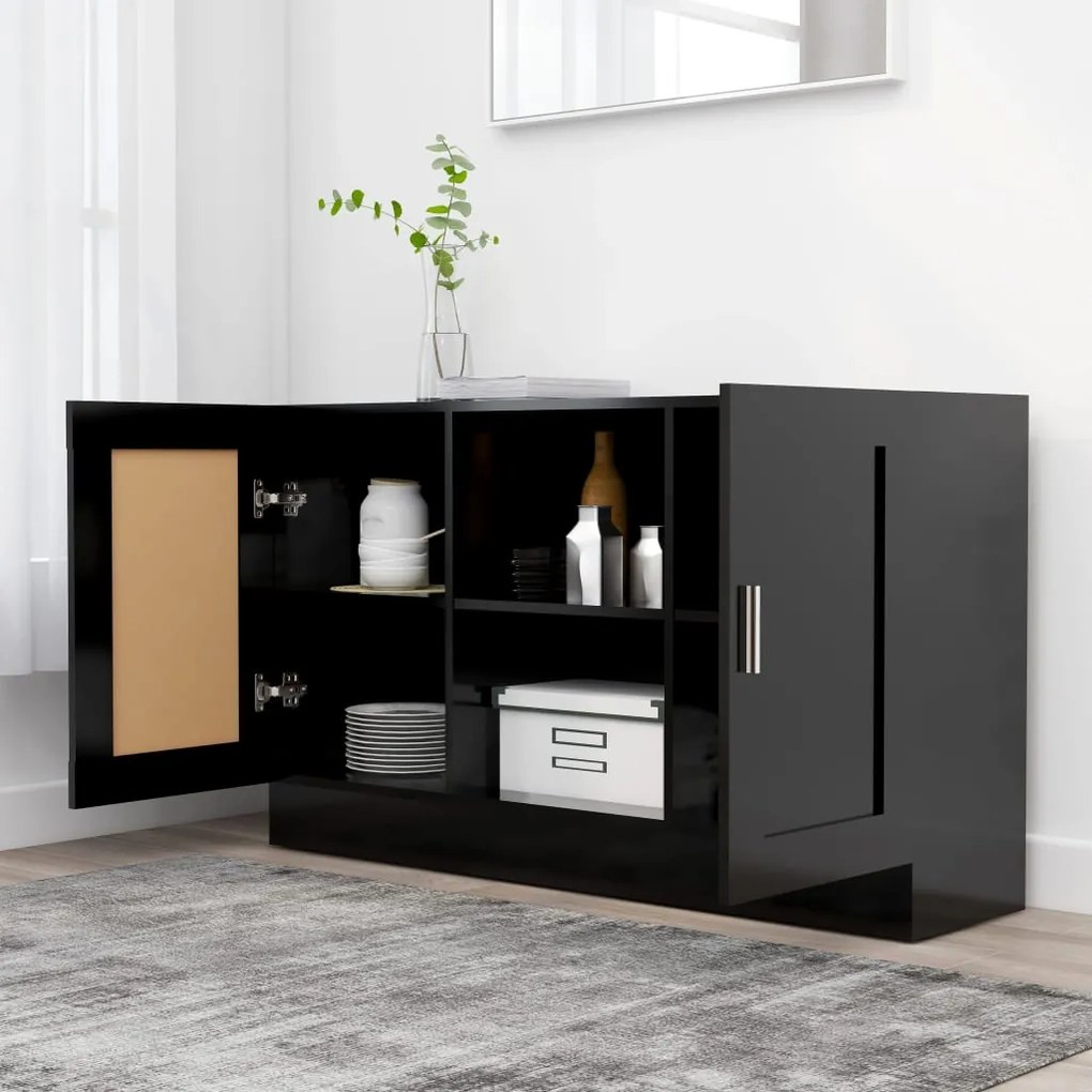 Credenza nera 120x30,5x70 cm in truciolato