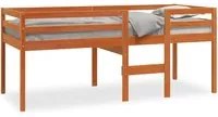 Letto a Soppalco Marrone Cera 90x200 cm Legno Massello di Pino 844481