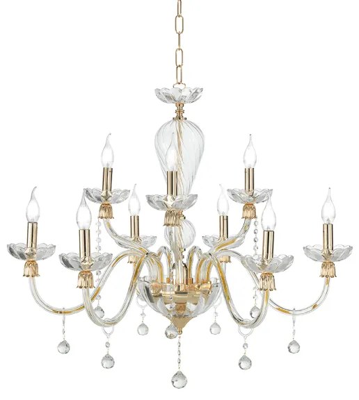 Lampada a sospensione ROXANNE in vetro soffiato lavorato a mano D86 cm 9 LUCI