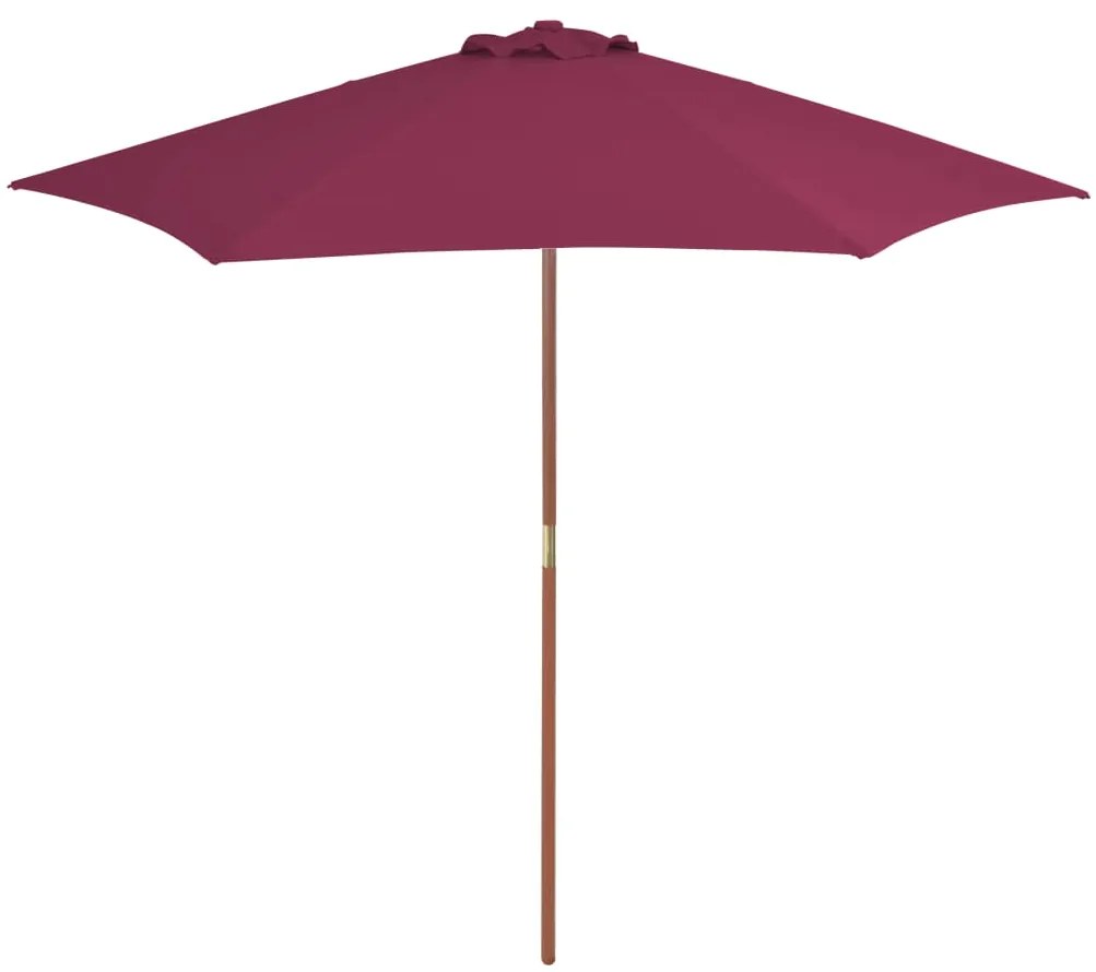 Ombrellone Da Esterni Con Palo İn Legno 270 Cm Rosso Bordeaux /