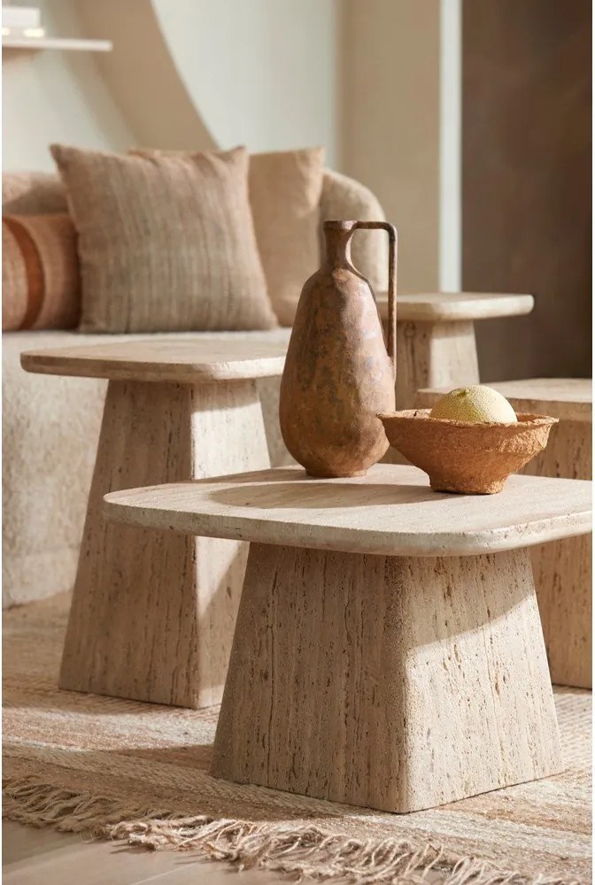 Tavolino con piano in pietra 40x40 cm Kepami - Light &amp; Living