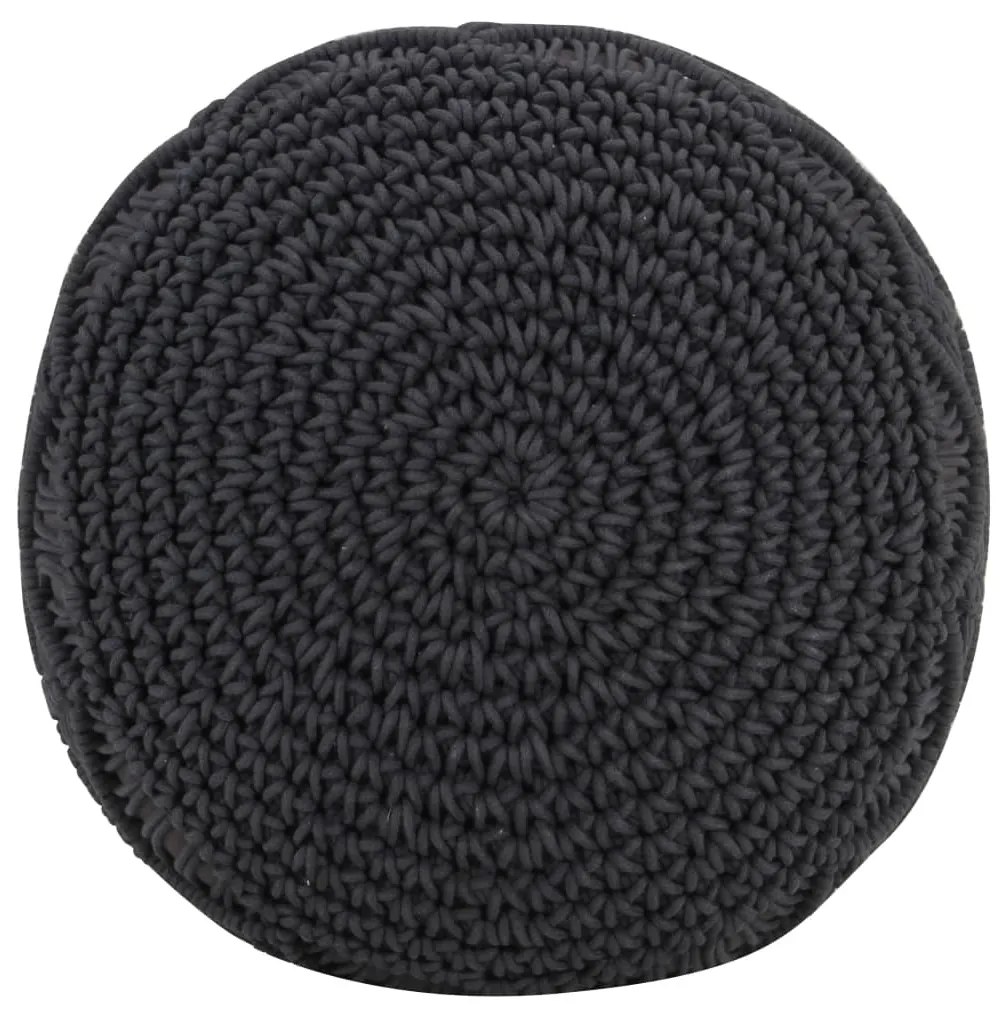 Pouf lavorato a mano macramé antracite 45x30 cm in cotone