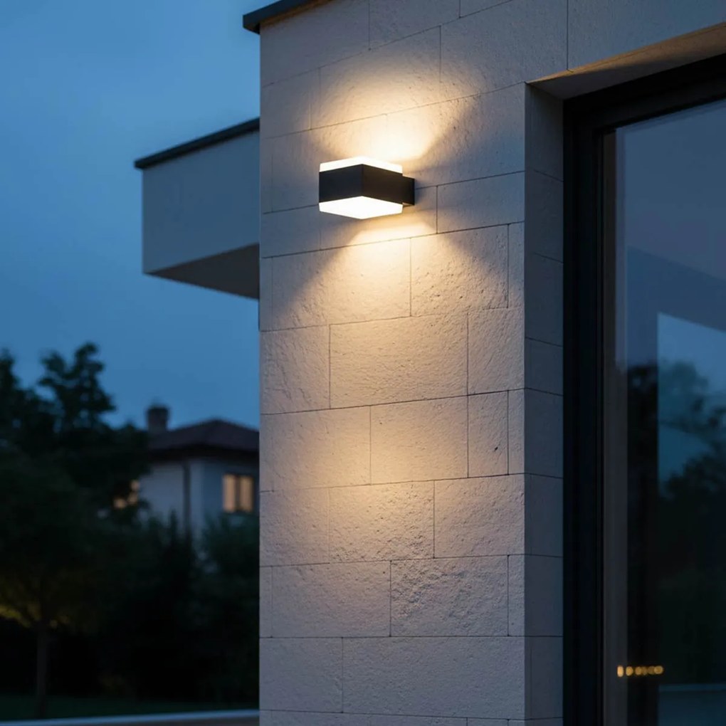 Applique LED 12W Cubica per esterni a Luce Diffusa IP54 Nera Colore Bianco Naturale 4.000K