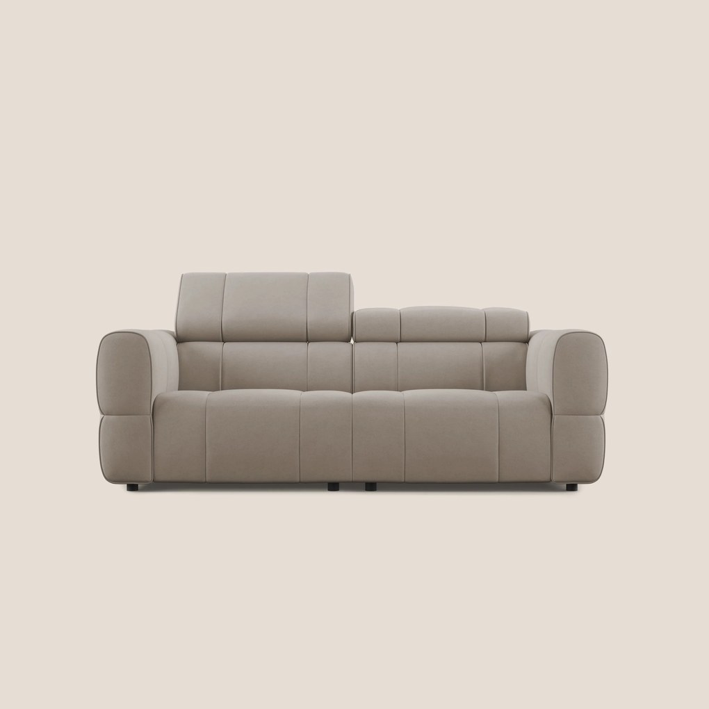 Giotto Divano modulare con opzione relax elettrico in microfibra effetto velluto impermeabile T09