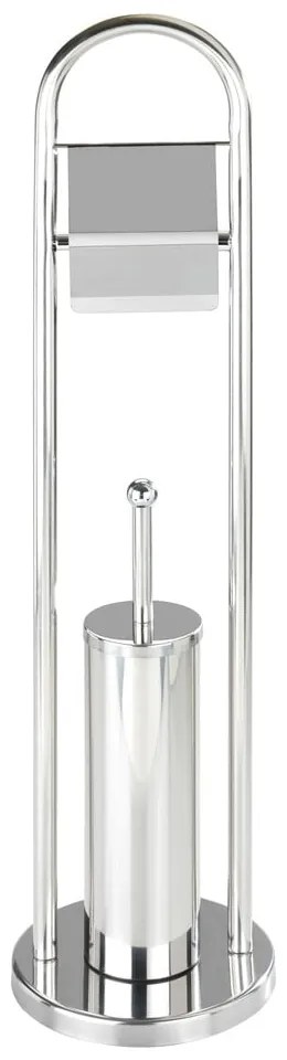 Scopino con porta carta igienica in argento Vasto - Wenko