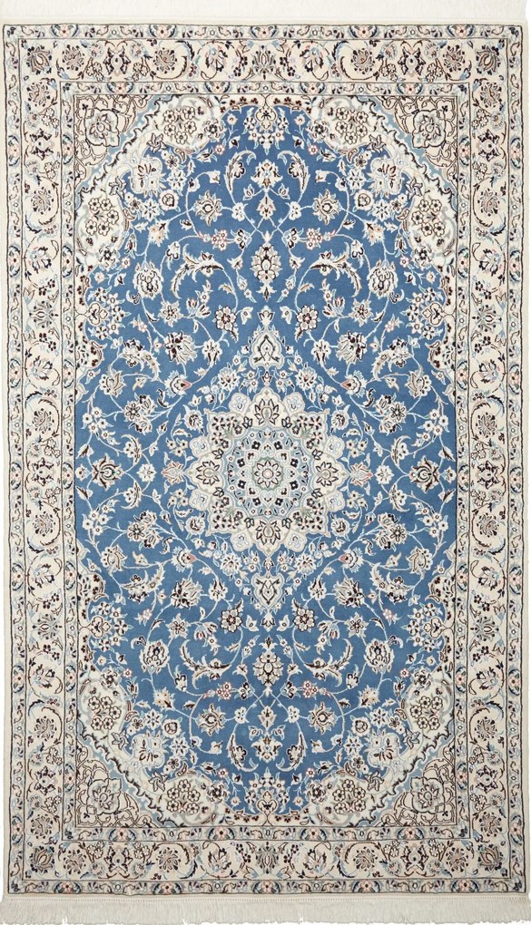 Nain Tappeto persiano 140x240 Blu (Iran) Annodato A Mano