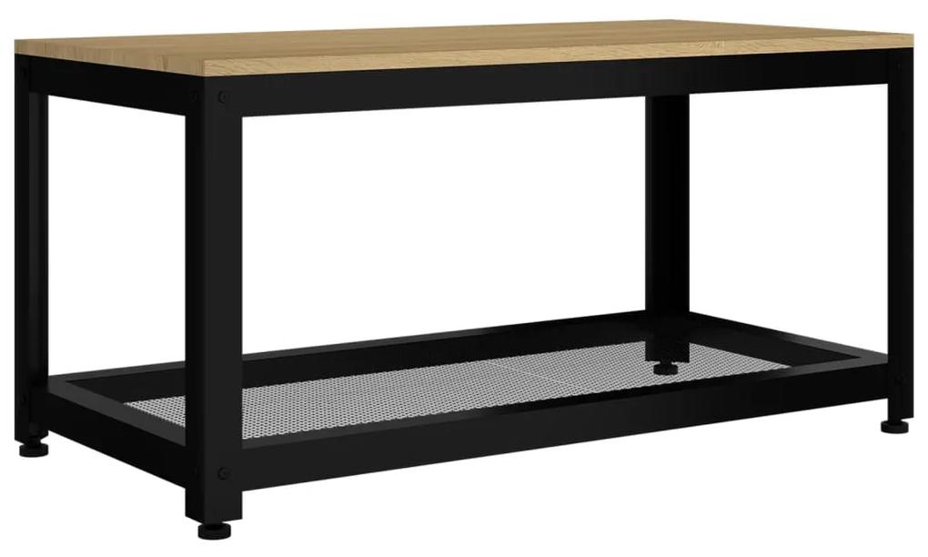 Tavolino salotto marrone chiaro e nero 90x45x45 cm mdf e ferro