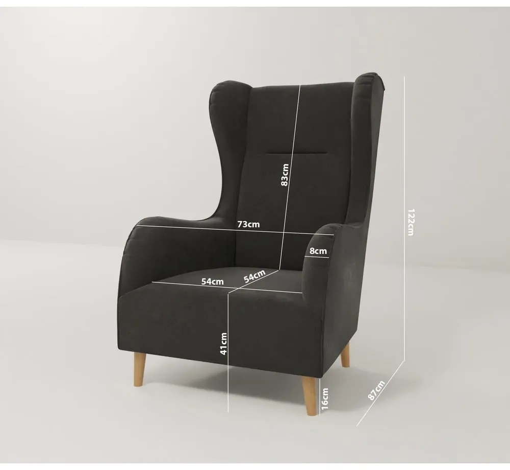 Poltrona in velluto grigio scuro Carole - Ropez