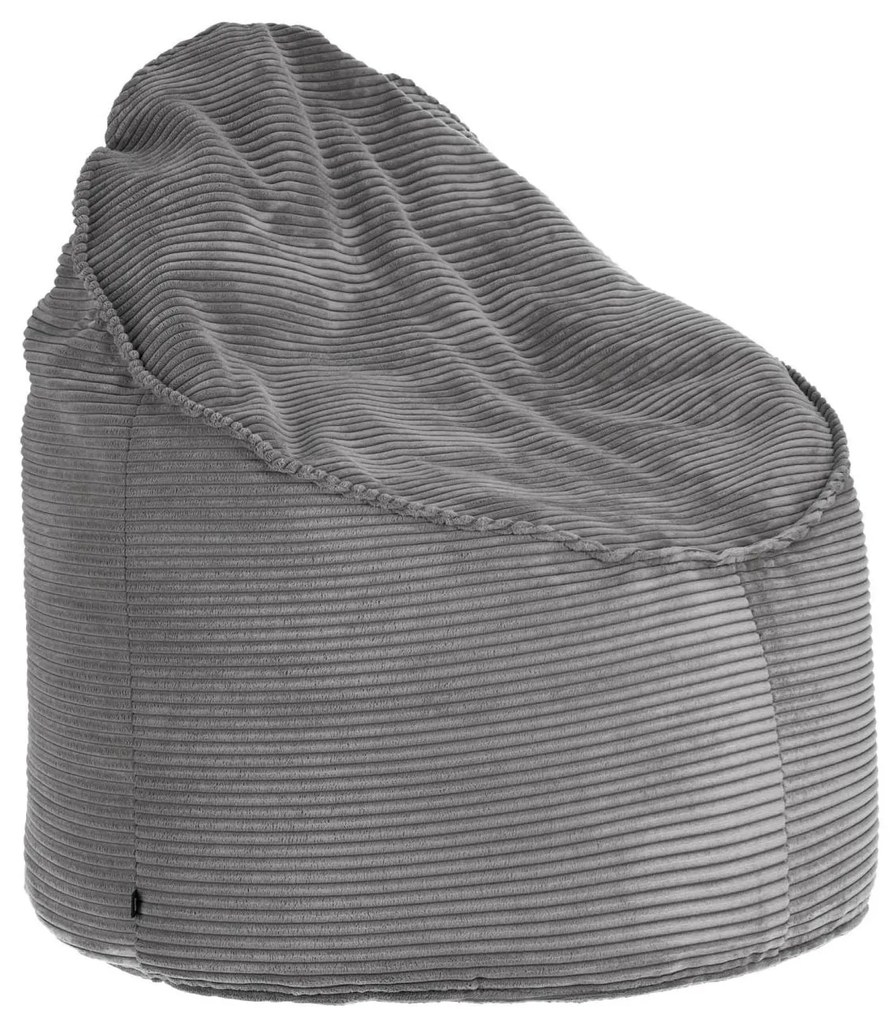 Kave Home - Pouf Wilma in velluto a coste spesso grigio Ã˜ 80 cm