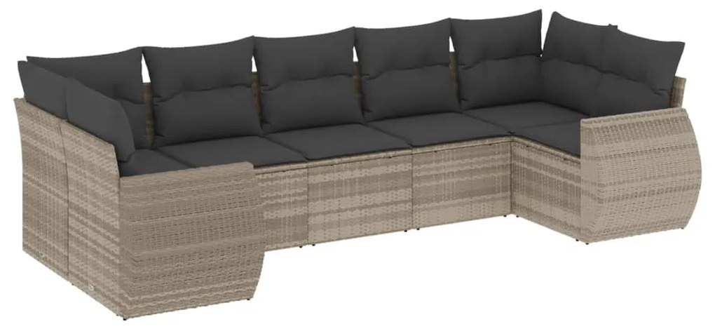 Set divani da giardino 7pz con cuscini grigio chiaro polyrattan