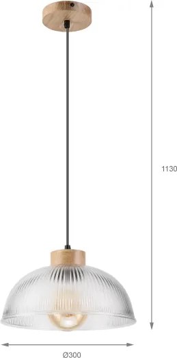 Lampada a sospensione su cavo PIA 1xE27/60W/230V Ø 30 cm rovere