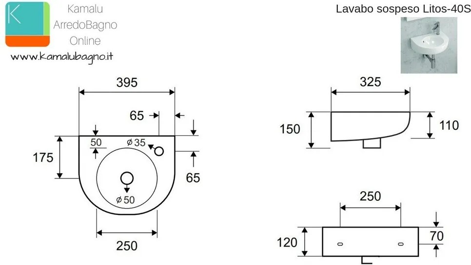 Lavamani piccolo 40cm Litos-40S - KAMALU