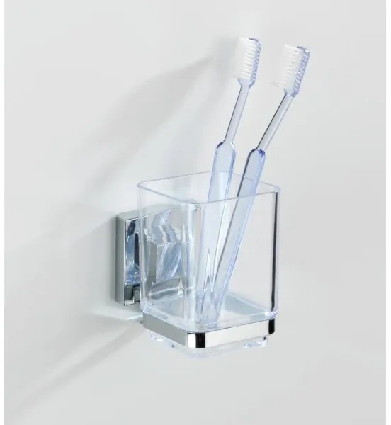 WENKO 22680100 -Bicchiere VACUUM-LOC QUADRO ED 7,5x10 cm argento/cromo lucido/trasparente