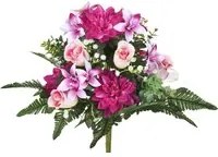 Set 2 Bouquet Artificiali con Dalie Magenta e Bianche