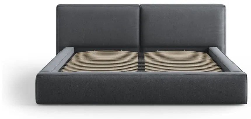 Letto matrimoniale imbottito grigio scuro con contenitore e rete inclusi 180x200 cm Arendal - Cosmopolitan Design