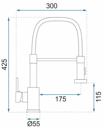 REA-B0417 - Rubinetto da cucina COLIN con doccetta estraibile 42,5 cm, finitura nichel