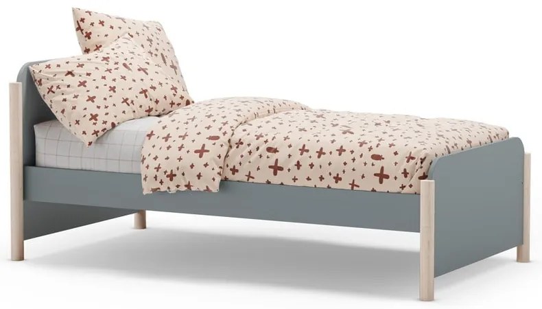 Letto da bambini verde polveroso in pino massiccio con rete inclusa 90x190 cm Enola – Marckeric