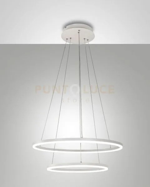 Giotto sospensione 2 luci bianca d.60+d.40cm a led 3000k - 52w - 53...