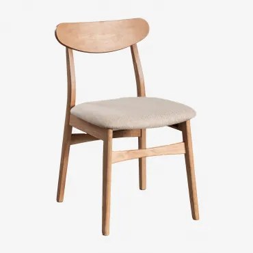 Sedia Da Pranzo In Tessuto E Legno Cloda Legno Naturale - Beige Lino - Sklum