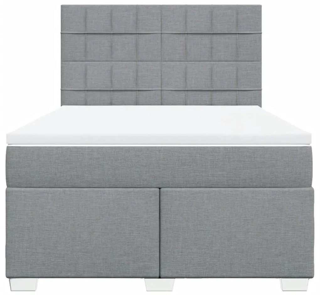 Giroletto a molle con materasso grigio chiaro 160x200cm tessuto