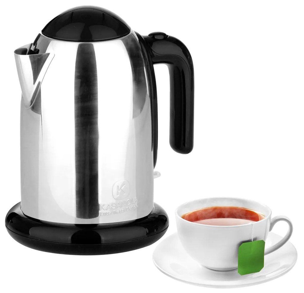 Bollitore K Line nero da 2200W - in acciaio inox, design Luca