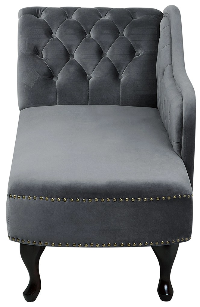 Chaise longue sinistra in velluto grigio NIMES Beliani